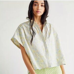 Free People Bring it Back Floral Ditsy Button-Down, Women’s Large Boho Spring